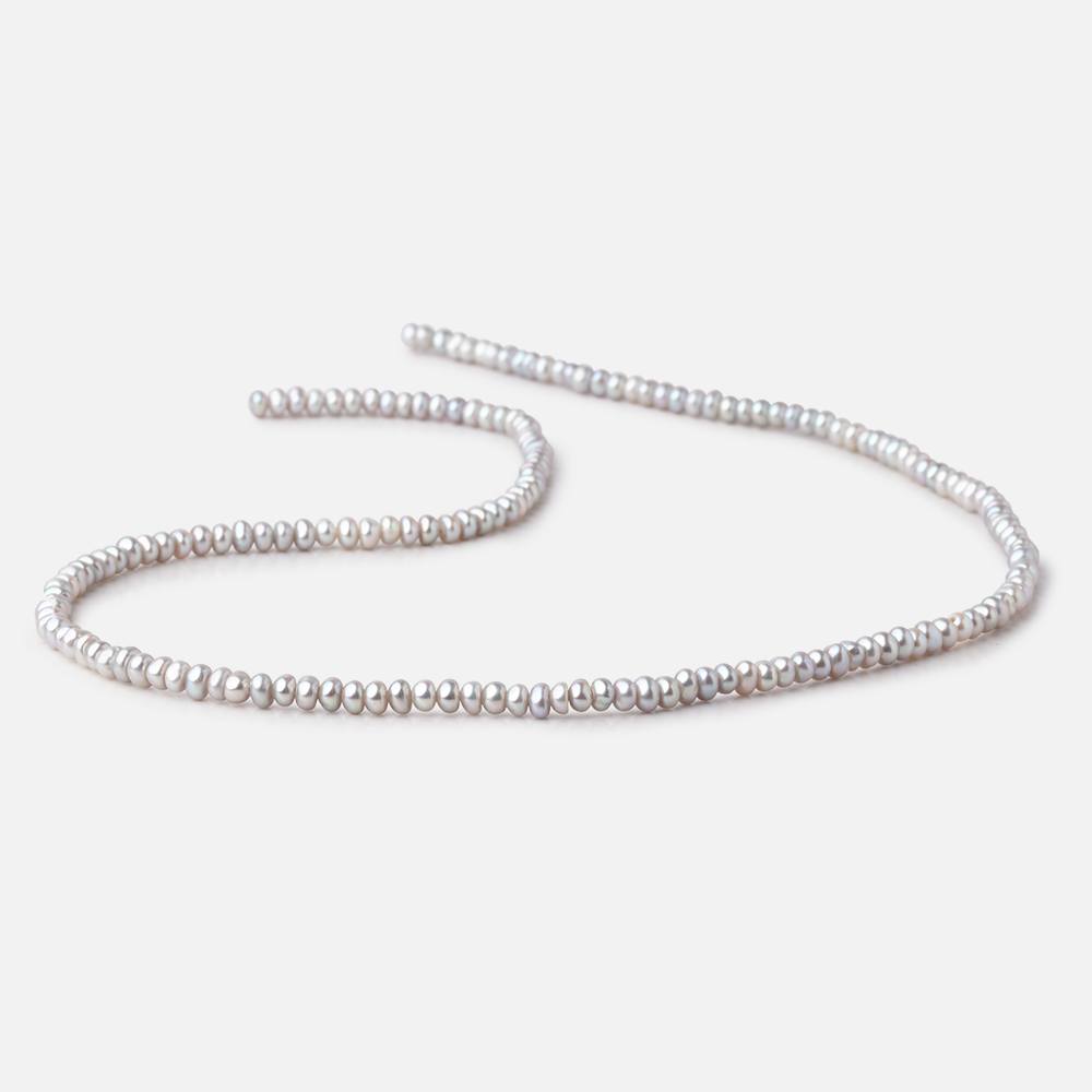 3.5mm Silver Center Drill Button Freshwater Pearls 15.5 inch 175 Beads (ONLINE ORDER ONLY)
