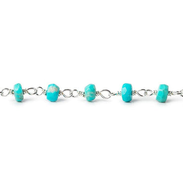 2.5ft - 4-4.5mm Sleeping Beauty Turquoise faceted rondelle .925 Silver (ONLINE ORDER ONLY)