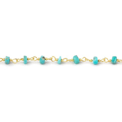 3.5mm Sleeping Beauty Turquoise Faceted Rondelles on Vermeil Chain (ONLINE ORDER ONLY)