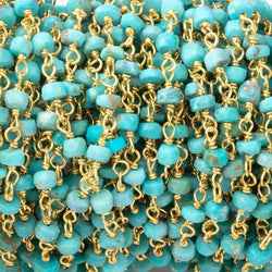 3.5mm Sleeping Beauty Turquoise Faceted Rondelles on Vermeil Chain (ONLINE ORDER ONLY)