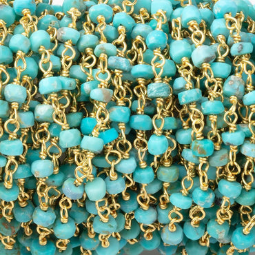 3.5mm Sleeping Beauty Turquoise Faceted Rondelles on Vermeil Chain (ONLINE ORDER ONLY)