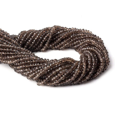3.5mm Smoky Quartz Faceted Rondelles 13.5 inch 130 beads (ONLINE ORDER ONLY)