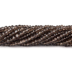3.5mm Smoky Quartz Faceted Rondelles 13.5 inch 130 beads (ONLINE ORDER ONLY)