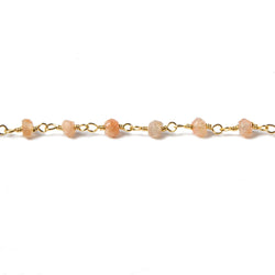 3.5mm Sunstone faceted rondelle Gold plated Chain by the foot 39 pcs (ONLINE ORDER ONLY)