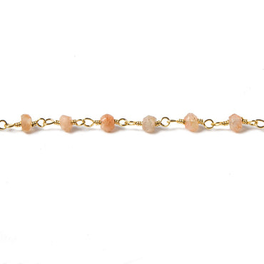 3.5mm Sunstone faceted rondelle Gold plated Chain by the foot 39 pcs (ONLINE ORDER ONLY)