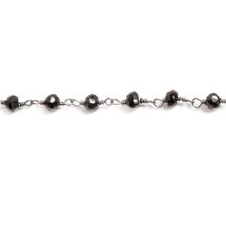 3.5mm to 4mm Black Agate faceted rondelle Black Gold plated Chain by the foot 35 pcs (ONLINE ORDER ONLY)
