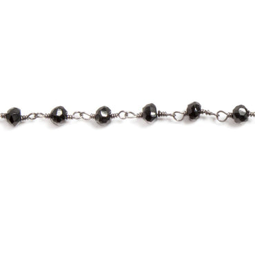 3.5mm to 4mm Black Agate faceted rondelle Black Gold plated Chain by the foot 35 pcs (ONLINE ORDER ONLY)