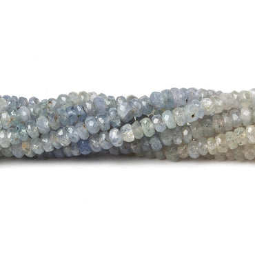3.5mm White & Light Blue Sapphire faceted rondelles 18 inch 225 pieces A (ONLINE ORDER ONLY)