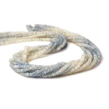 3.5mm White & Light Blue Sapphire faceted rondelles 18 inch 225 pieces A (ONLINE ORDER ONLY)