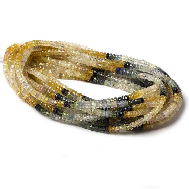 3.5mm Yellow and Blue Songia Sapphire rondelles 18 inch 230 beads A Grade (ONLINE ORDER ONLY)