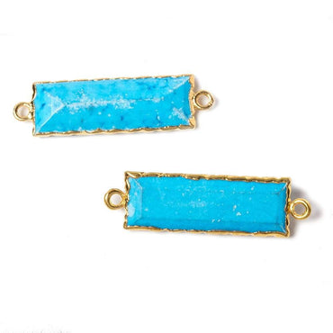 35x10mm Gold Leafed Turquoise Howlite Faceted Bar Connector 1 piece (ONLINE ORDER ONLY)