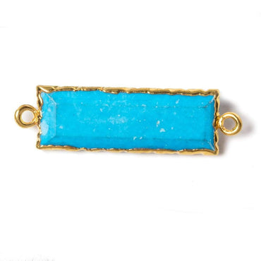 35x10mm Gold Leafed Turquoise Howlite Faceted Bar Connector 1 piece (ONLINE ORDER ONLY)