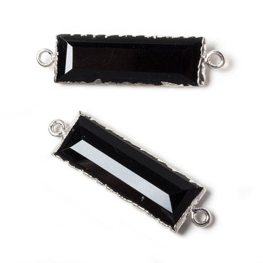35x10mm Silver Leafed Black Chalcedony Faceted Bar Connector 1 piece (ONLINE ORDER ONLY)