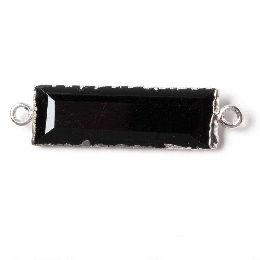 35x10mm Silver Leafed Black Chalcedony Faceted Bar Connector 1 piece (ONLINE ORDER ONLY)