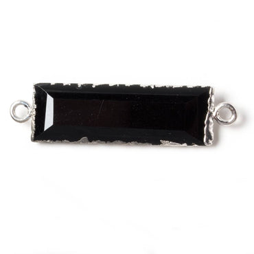 35x10mm Silver Leafed Black Chalcedony Faceted Bar Connector 1 piece (ONLINE ORDER ONLY)