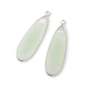 35x12mm .925 Silver Bezel Matte Banded Agate Pear Set of 2 Pendants (ONLINE ORDER ONLY)