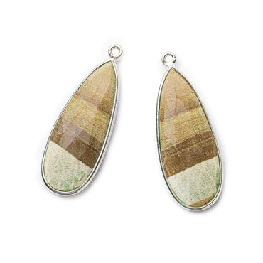 35x14mm Sterling Silver .925 Bezeled Banded Desert Jasper Pear Set of 2 pendants (ONLINE ORDER ONLY)