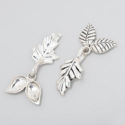 35x18mm Antiqued Sterling Silver Hook & Eye Clasp with Leaves 1 piece (ONLINE ORDER ONLY)