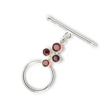 35x18mm Sterling Silver Toggle Round with Four Garnet 1 Finding (ONLINE ORDER ONLY)