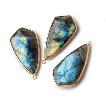 35x18mm Vermeil Bezeled Labradorite Faceted Fancy Shield Pendant 1 piece (ONLINE ORDER ONLY)