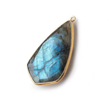 35x18mm Vermeil Bezeled Labradorite Faceted Fancy Shield Pendant 1 piece (ONLINE ORDER ONLY)