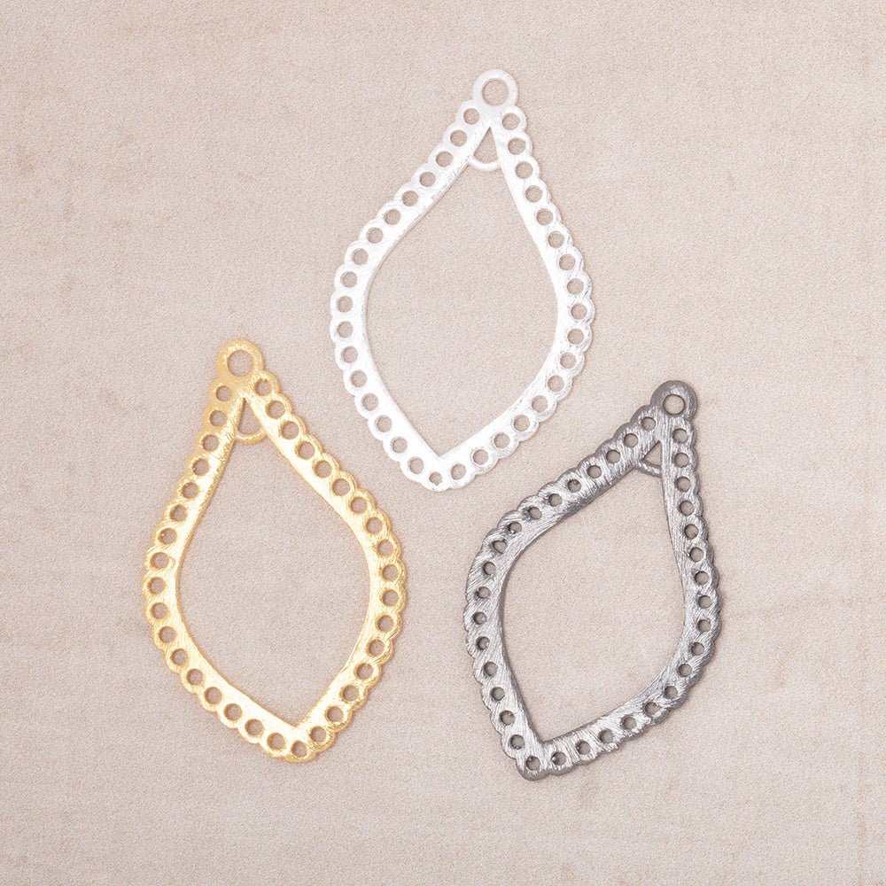 35x21mm Brushed Filigree Tear Drop Charm Set of 2 pieces (ONLINE ORDER ONLY)