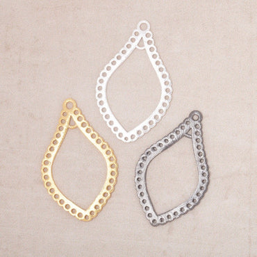 35x21mm Brushed Filigree Tear Drop Charm Set of 2 pieces (ONLINE ORDER ONLY)