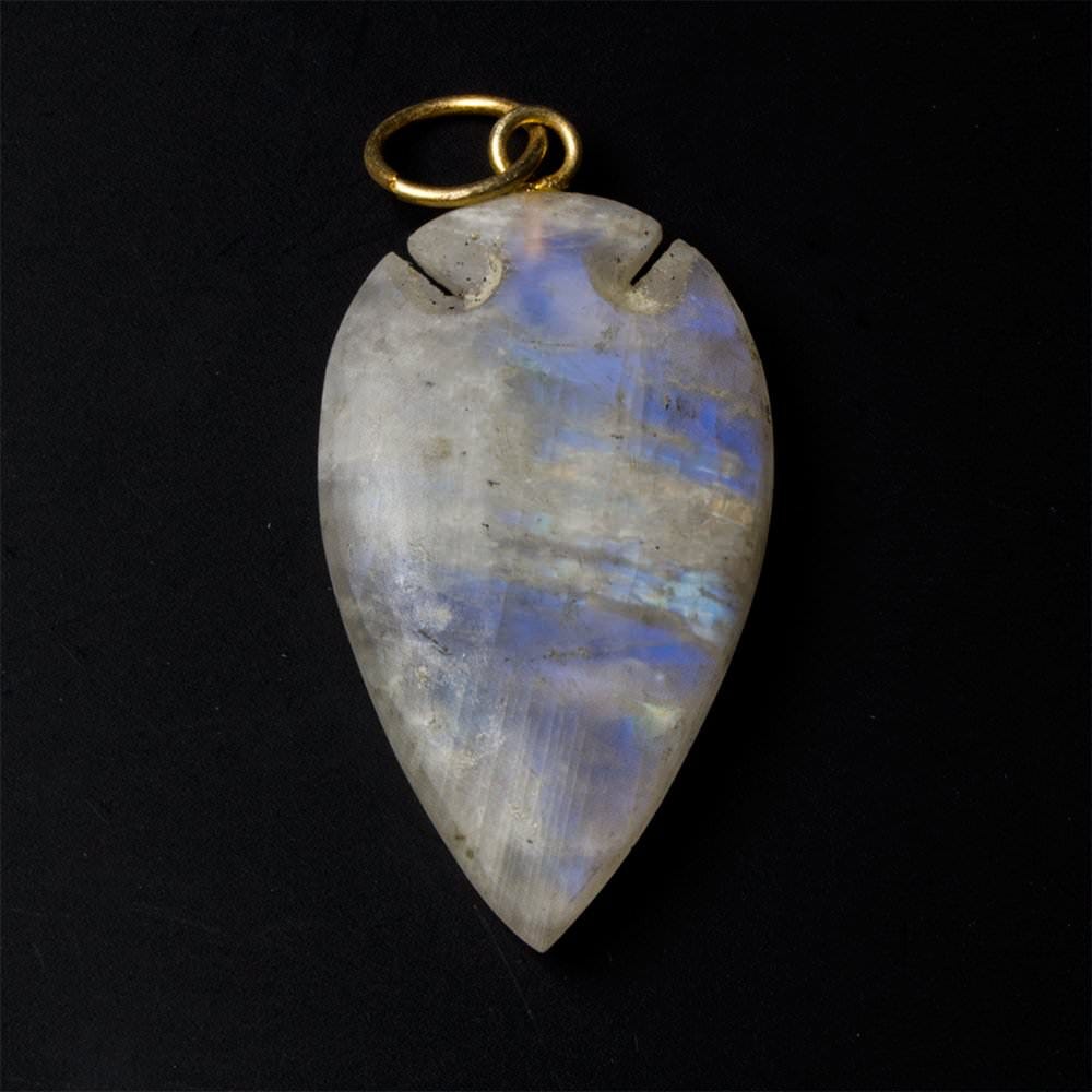 35x21mm Matte Rainbow Moonstone faceted Arrowhead Focal Pendant 1 pc (ONLINE ORDER ONLY)