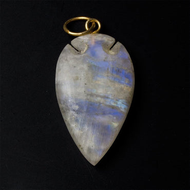 35x21mm Matte Rainbow Moonstone faceted Arrowhead Focal Pendant 1 pc (ONLINE ORDER ONLY)