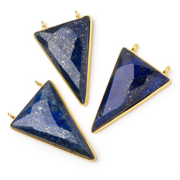 35x24mm Vermeil Bezel Lapis Lazuli Faceted Point Connector 1 piece (ONLINE ORDER ONLY)