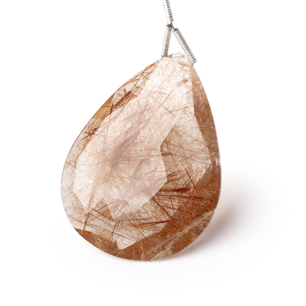 35x25mm Rutilated Quartz Faceted Pear Focal Bead 1 piece (ONLINE ORDER ONLY)