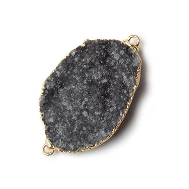 35x25x6mm Gold Leaf Grey Agate Drusy Free Shape Connector 1 Bead (ONLINE ORDER ONLY)