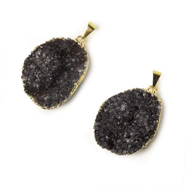 35x28x6mm Gold Leafed Amethyst Drusy Pendant with Gold Bail 1 piece (ONLINE ORDER ONLY)