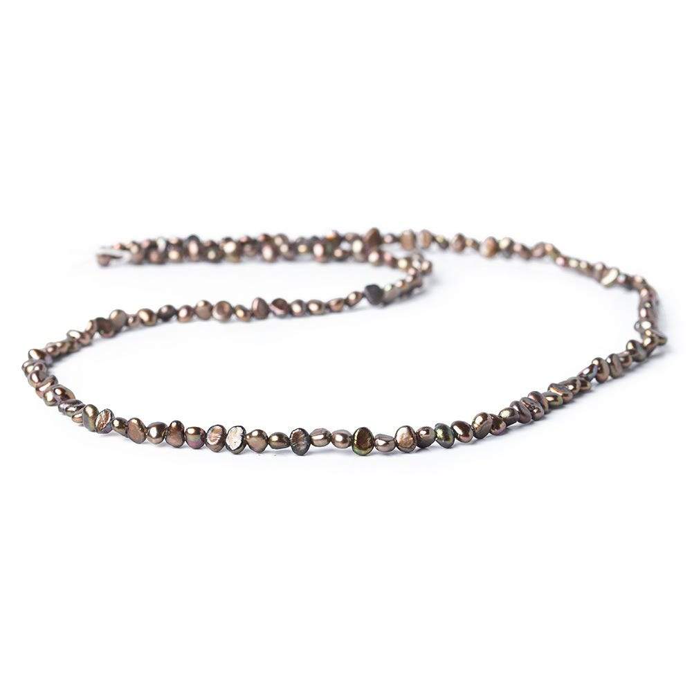 3.5x3-4x3mm Purplish Green Freshwater Pearl Side Drilled Baroque 15 inch 137 pcs (ONLINE ORDER ONLY)