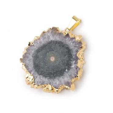 35x34mm Gold Leafed Amethyst Solar Quartz Slice Pendant 1 focal piece (ONLINE ORDER ONLY)
