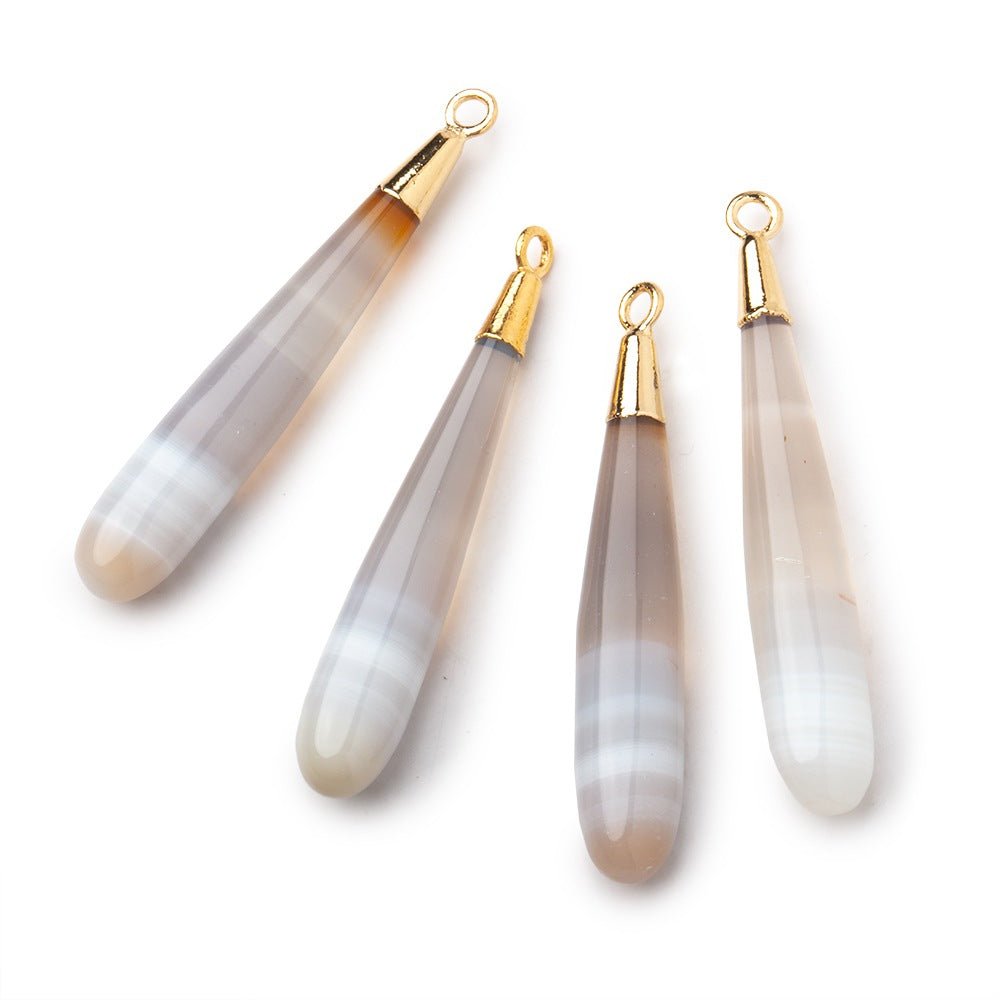 35x6mm Gold Leafed Banded Agate Plain Tear Drop Pendant 1 piece (ONLINE ORDER ONLY)