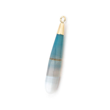 36-39mm Gold Leafed Teal Banded Agate tear drop Pendant 1 focal (ONLINE ORDER ONLY)