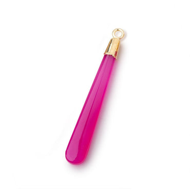 36-40mm Gold Leafed Hot Pink Chalcedony Pear Pendant 1 focal piece (ONLINE ORDER ONLY)