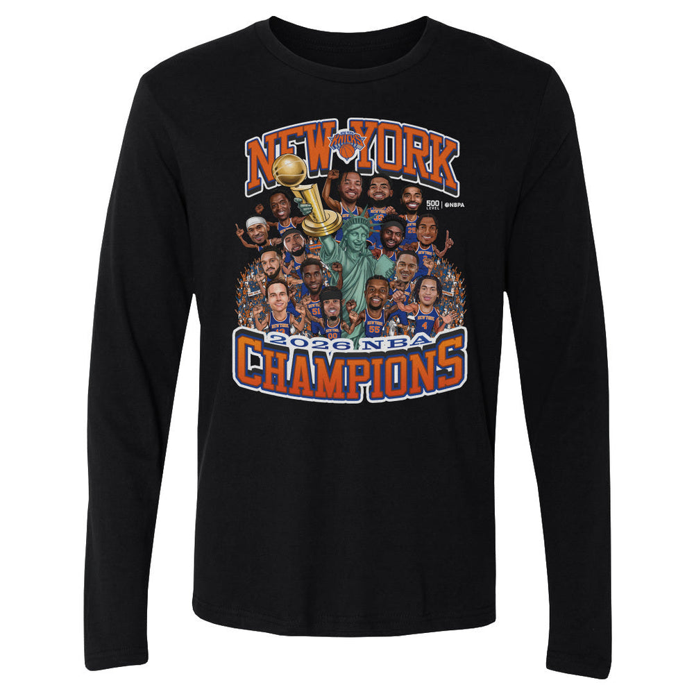 New York Knicks NBA Finals 2026 Champions Caricature WHT (ONLINE ORDER ONLY)