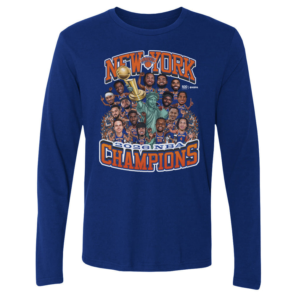 New York Knicks NBA Finals 2026 Champions Caricature WHT (ONLINE ORDER ONLY)