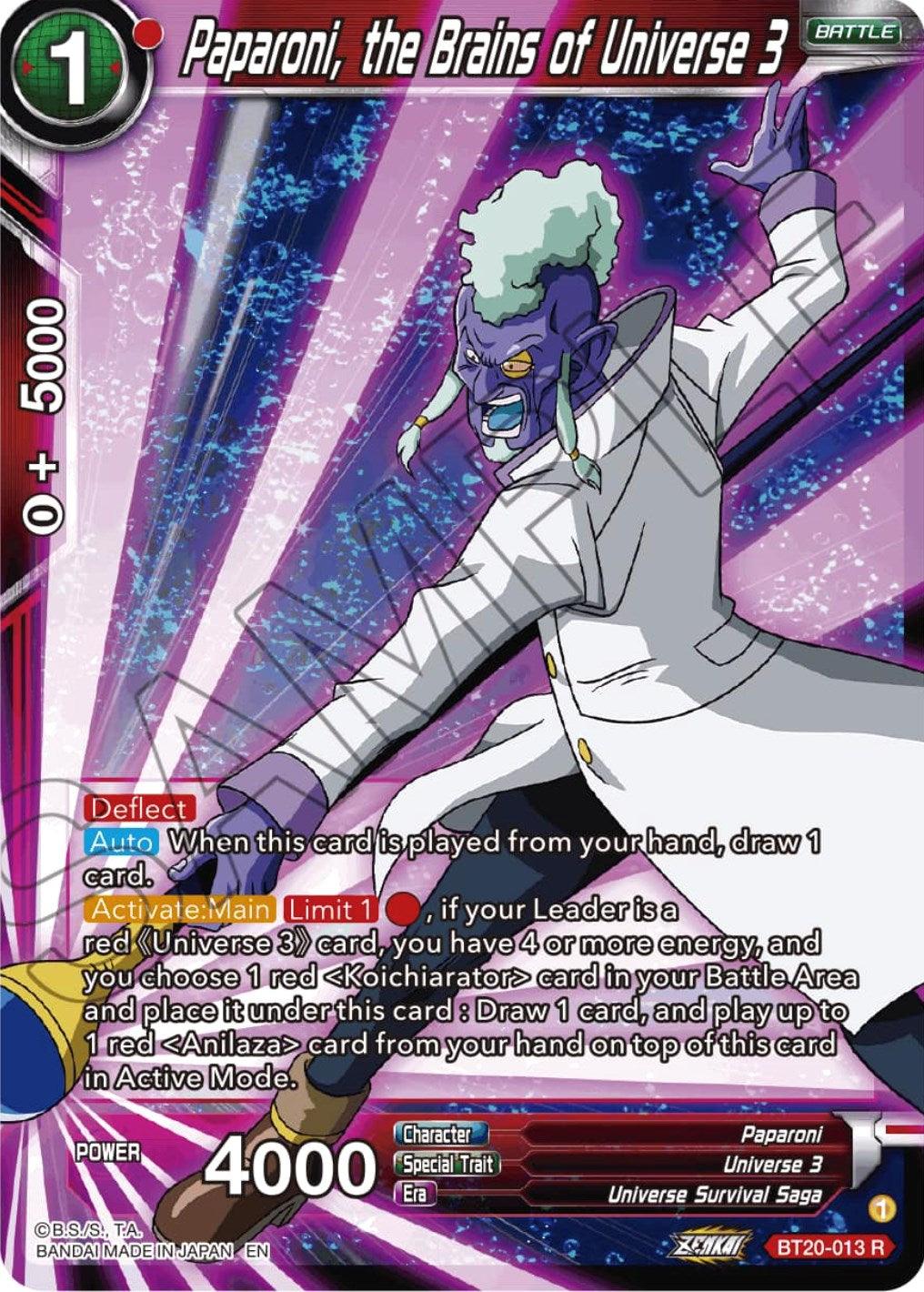 Paparoni, the Brains of Universe 3 (BT20-013) [Power Absorbed] (ONLINE ORDER ONLY)