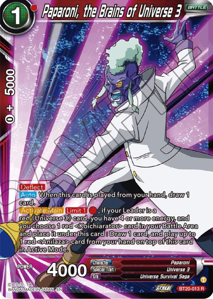Paparoni, the Brains of Universe 3 (BT20-013) [Power Absorbed] (ONLINE ORDER ONLY)