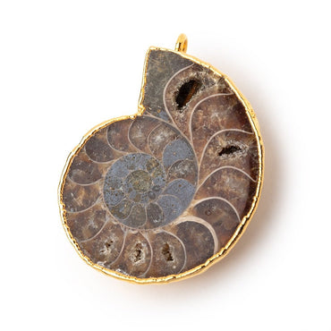 36.5x31.5mm Gold Leafed Ammonite Fossil Pendant 1 focal piece (ONLINE ORDER ONLY)