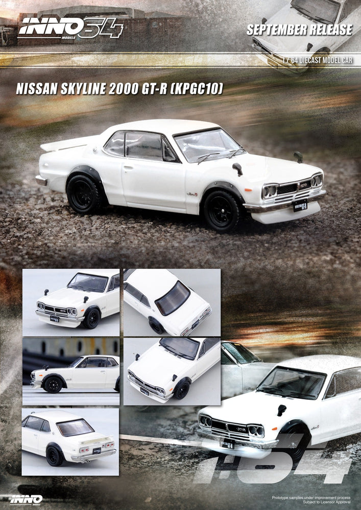 Inno64 Nissan Skyline 2000 GT-R (KPGC10) in White 1:64 (ONLINE ORDER ONLY)