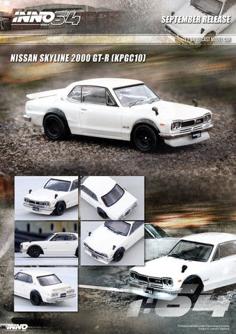 Inno64 Nissan Skyline 2000 GT-R (KPGC10) in White 1:64 (ONLINE ORDER ONLY)