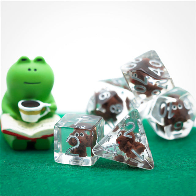 Teddy Dog Dice 7-Dice Set Resin Dungeons and Dragons Dice (Online Only)
