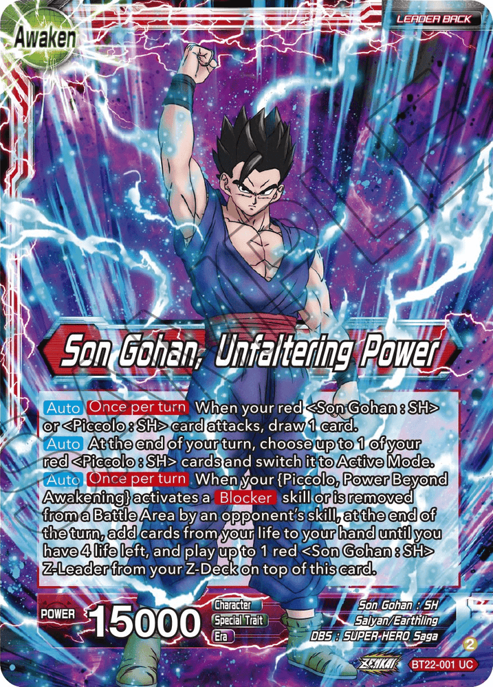 Son Gohan // Son Gohan, Unfaltering Power (BT22-001) [Critical Blow] (ONLINE ORDER ONLY)