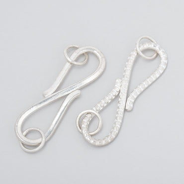 36x10mm Sterling Silver S Hook Ribbed Design 1 piece (ONLINE ORDER ONLY)