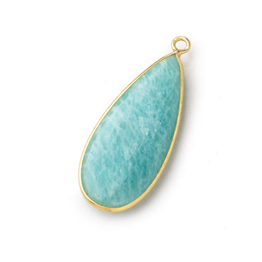 36x16mm Vermeil Bezel Amazonite Plain Pear Pendant 1 Focal Bead (ONLINE ORDER ONLY)