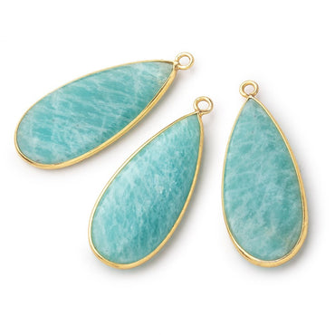 36x16mm Vermeil Bezel Amazonite Plain Pear Pendant 1 Focal Bead (ONLINE ORDER ONLY)